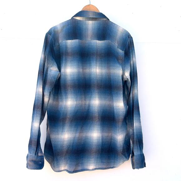 Pendleton Men’s Tall Super Soft Burnside Flannel Shirt Blue Plaid Cotton Medium - Picture 4 of 7